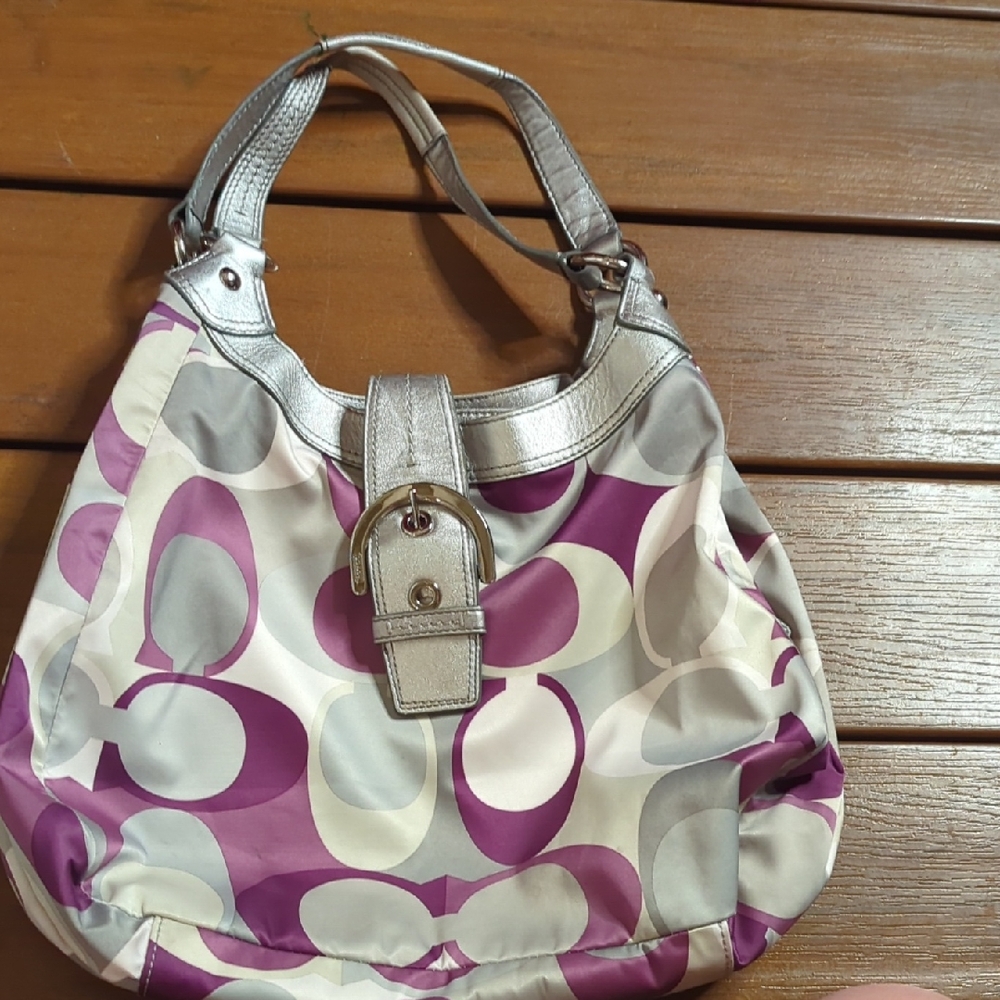 COACH Poppy F17135 Signature‎ Shoulder Bag Soho Scarf Print